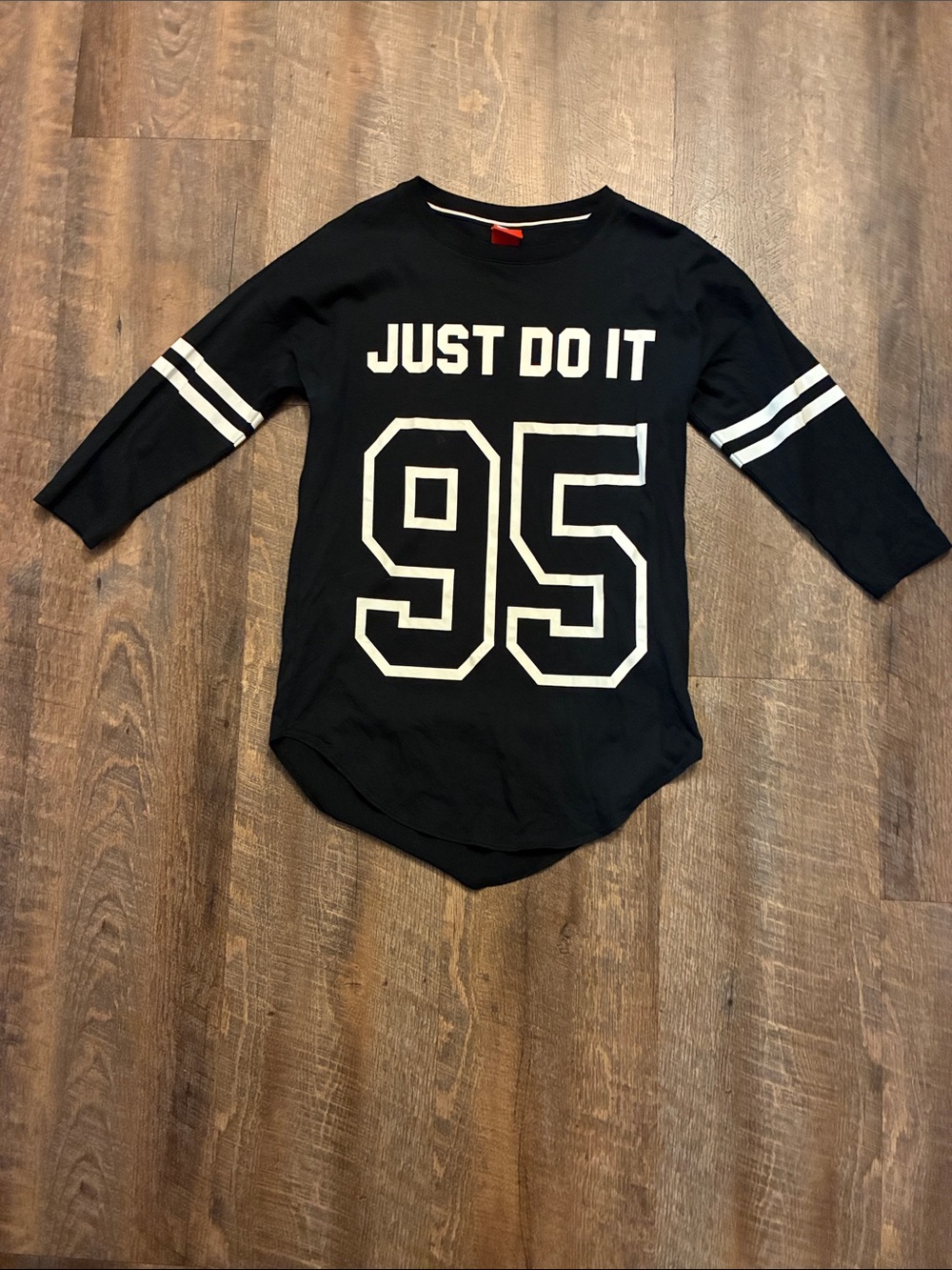 Nike Black Long Sleeve Tunic with White 'Just Do It' 95 Graphic